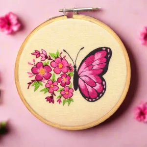 Aesthetic Butterfly Floral Bouquet Kit | Embroidery Kit for Art Lover | SCEPOPDK006