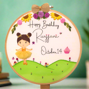 Girl Caricature Personalized Embroidery Gift for Birthday - Orange Candy